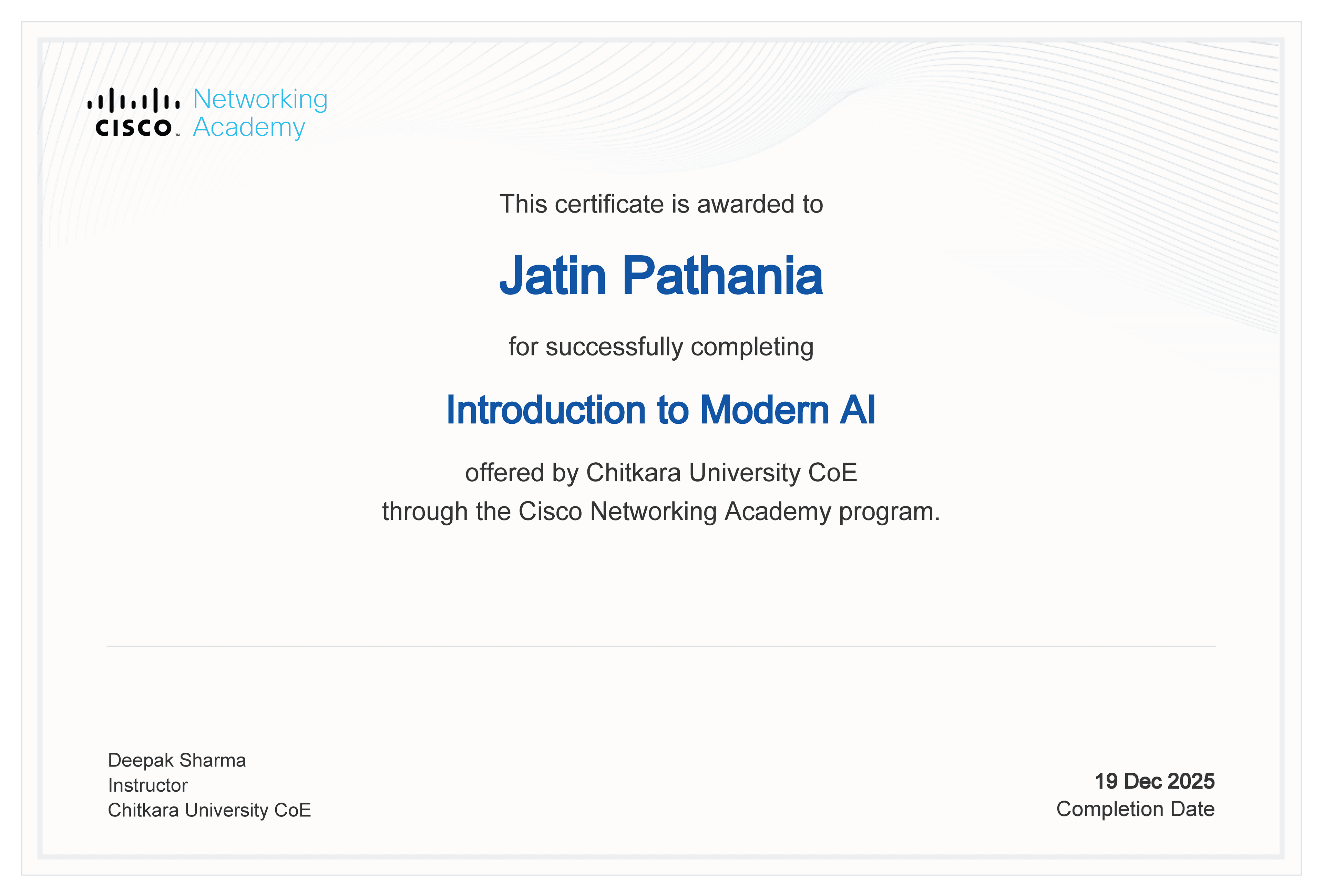 Introduction to Modern AI
